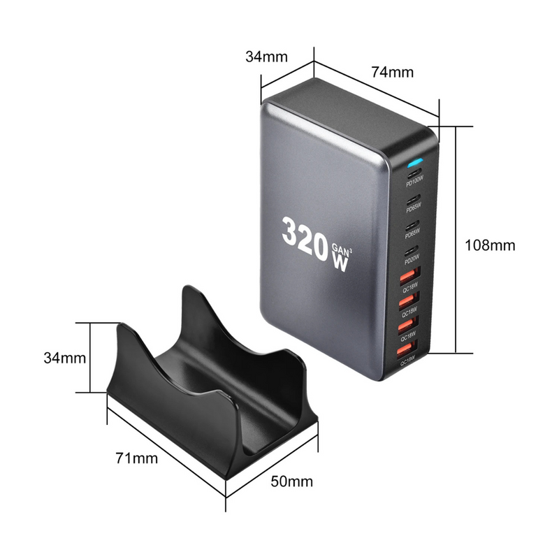 8-Port 320W Fast Charging Power Adapter